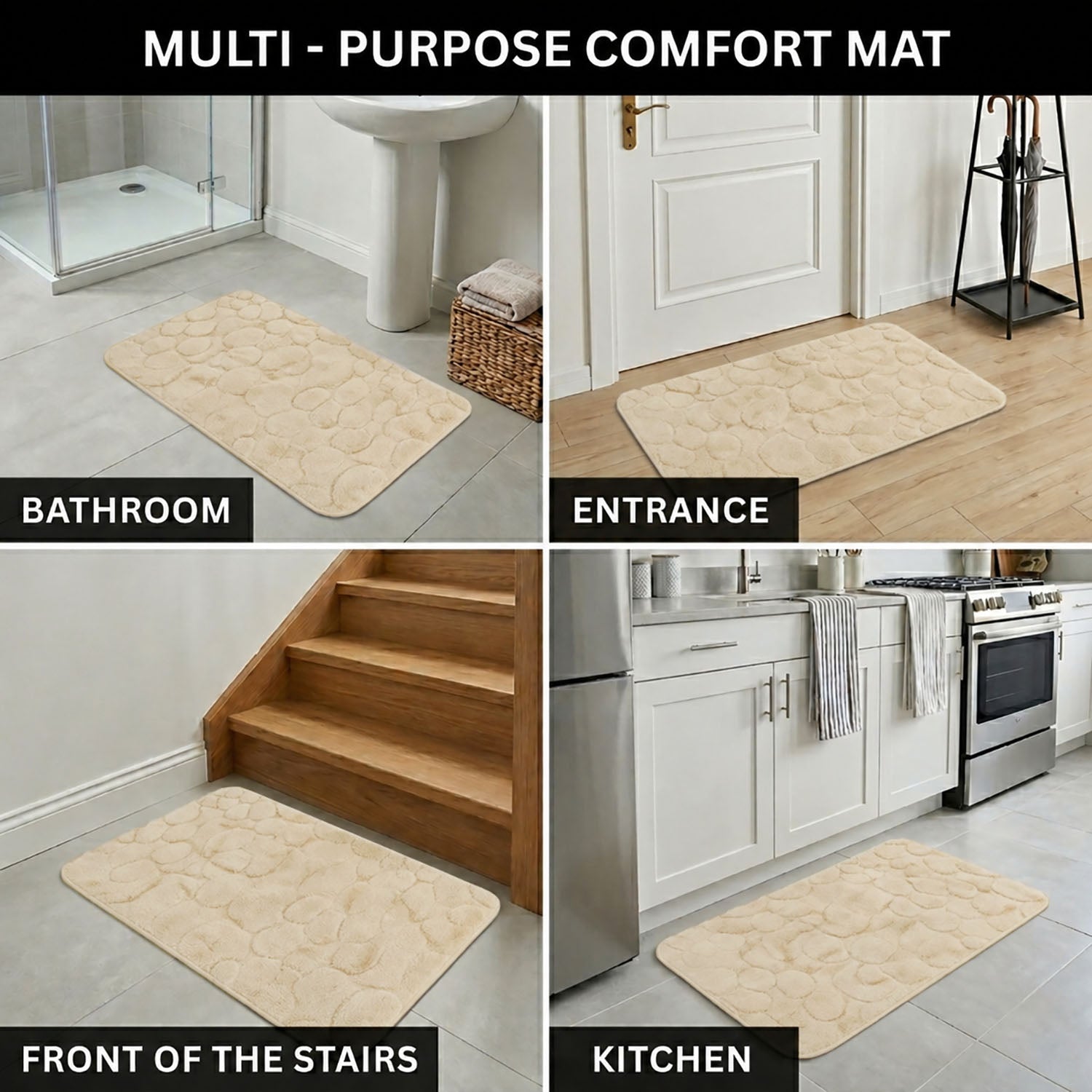 Moscow Stone Microfiber Bath Mat (38x58cm Gold)