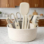 Kitchen Tool Set Plastic Non-Stick Cooking Utensils For Kitchen ( Cream Solid Pack Of 6)