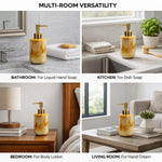 Marble Pattern Plastic Soap Dispenser For Bathroom And Kitchen Sink ( 17x8 cm Yellow )
