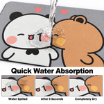 Rubber Bath Mat Anti Slip Quick Drying Soft Panda Bear Love ( Grey, 40x60 cm )