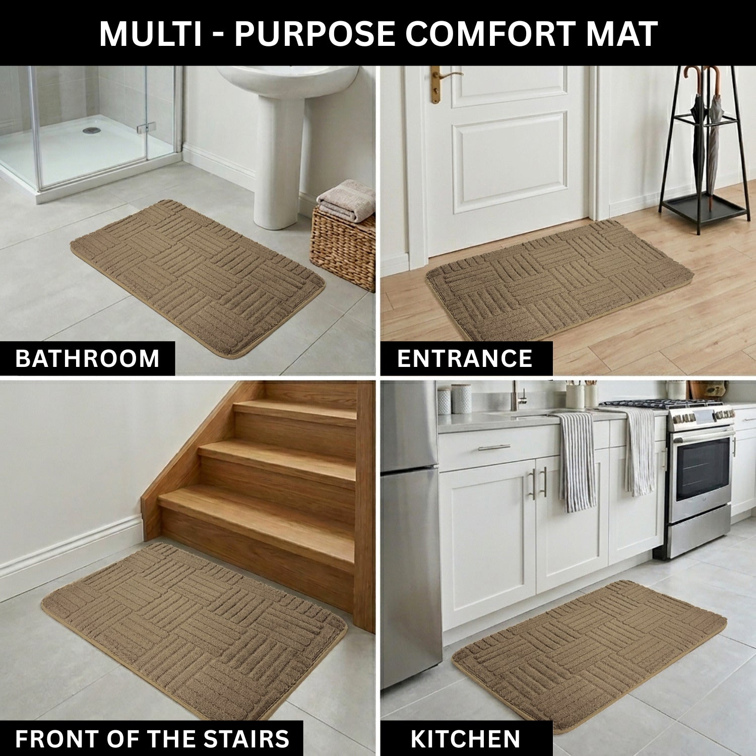 Bahrain Intersect Microfiber Bath Mat (40x58cm Coffee)