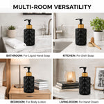 Faceted Pattern Glass Soap Dispenser For Bathroom And Kitchen Sink ( 17.5x7.5 cm Black )