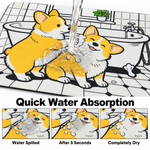 Rubber Bath Mat Anti Slip Quick Drying Soft Corgi Spa ( White & Yellow, 40x60 cm )