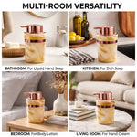 Marble Pattern Plastic Soap Dispenser For Bathroom And Kitchen Sink  ( 13.5x7 cm Yellow )