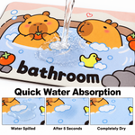 Rubber Bath Mat Anti Slip Quick Drying Soft Capybara ( Blue, 40x60 cm )
