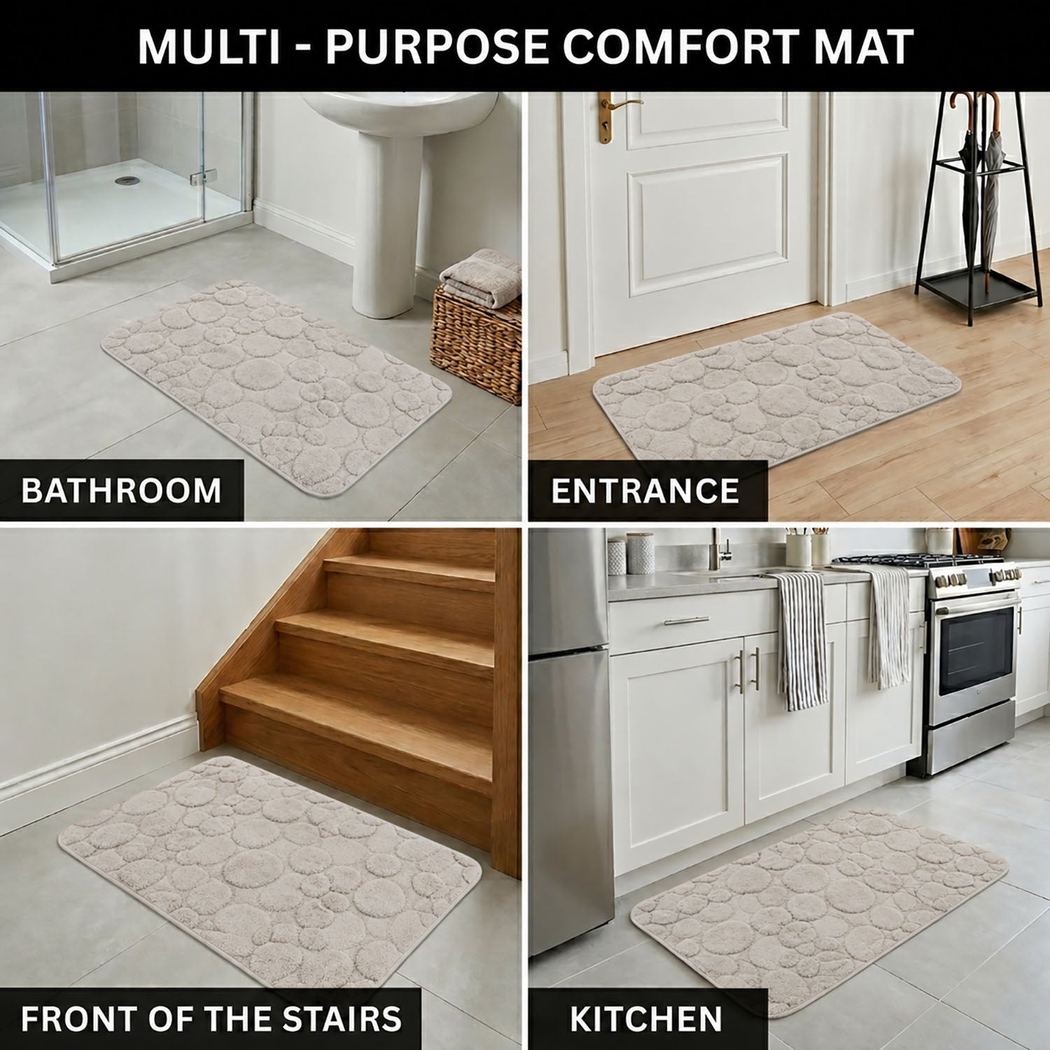 Moscow Stone Microfiber Bath Mat (38x58cm Taupe)