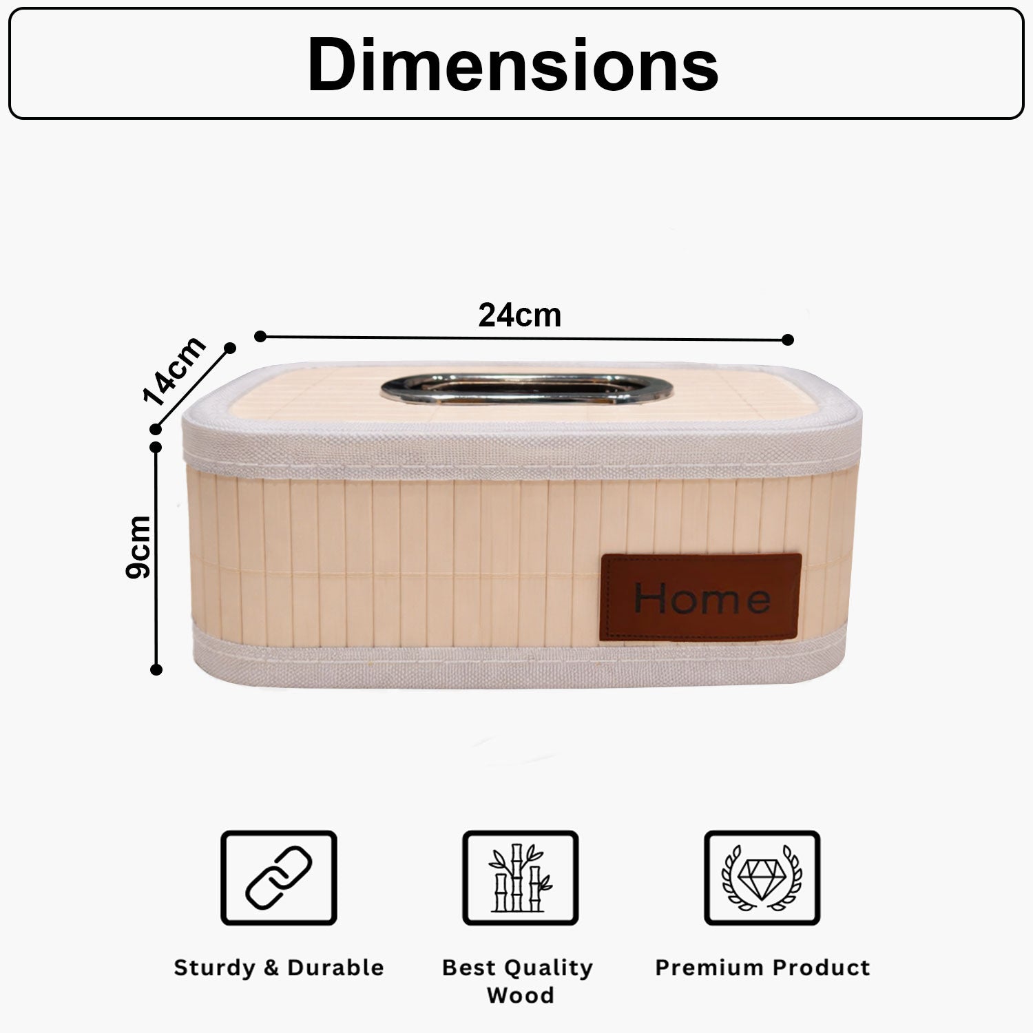 Bamboo Napkin Box Tissue Holder ( Cream, 24x14x9 cm )