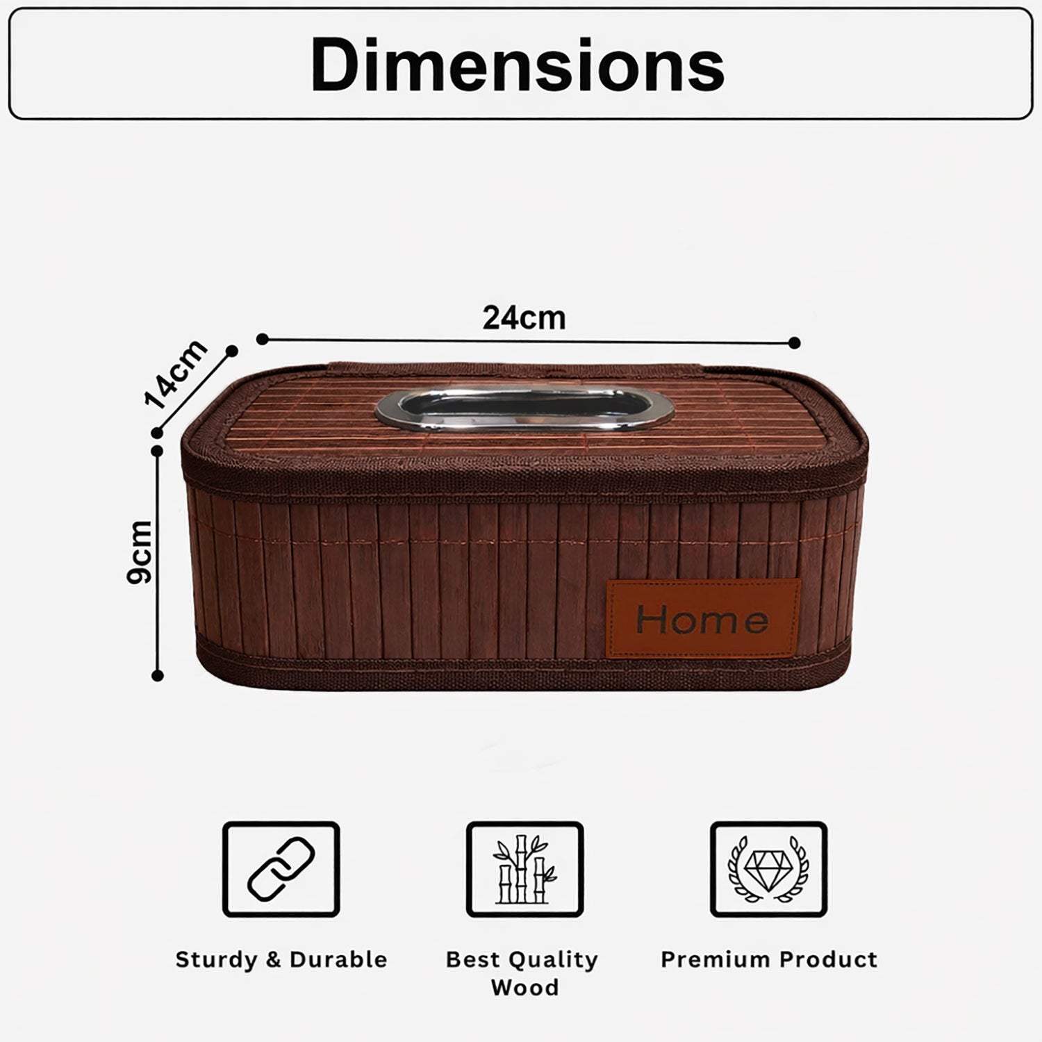 Bamboo Napkin Box Tissue Holder ( Brown, 24x14x9 cm )