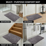 Bahrain Intersect Microfiber Bath Mat (40x58cm Multi Grey)