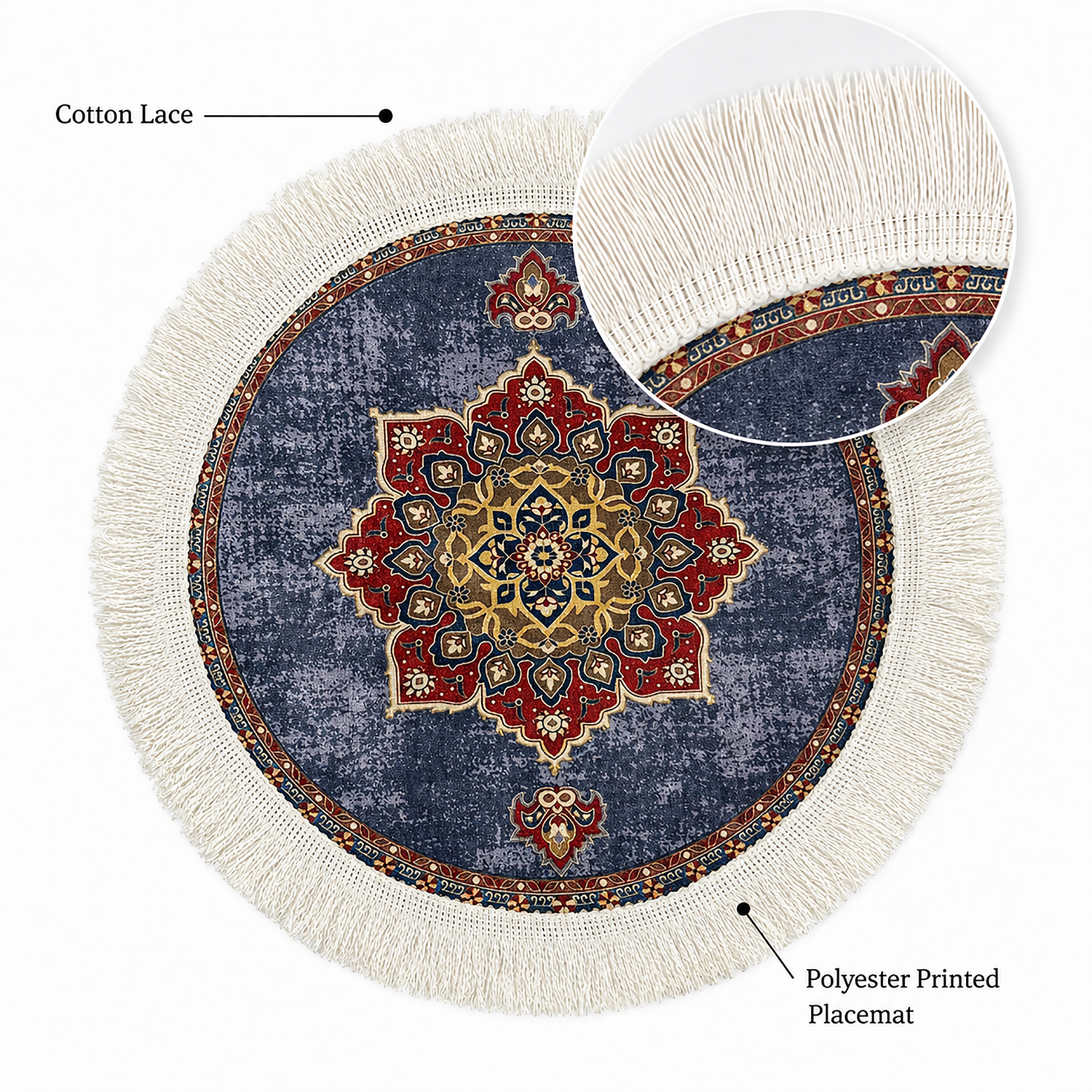 Royal Medallion Dining Table Mats ( 36x36cm, Multicolor, Set Of 2 )