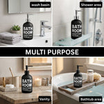 Bathroom Sweet Home Print Glass Soap Dispenser For Bathroom And Kitchen Sink ( 19.5x7.5 cm Black )