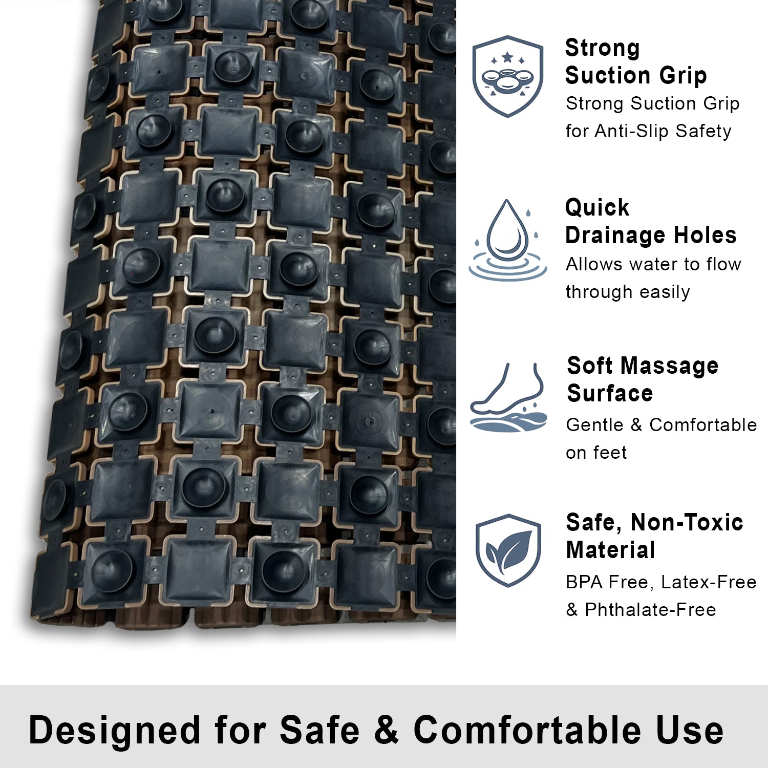 Plastic Shower Mat For Bathroom (36x68 Cm Brown )