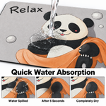 Rubber Bath Mat Anti Slip Quick Drying Soft Relaxing Panda ( Grey, 40x60 cm )