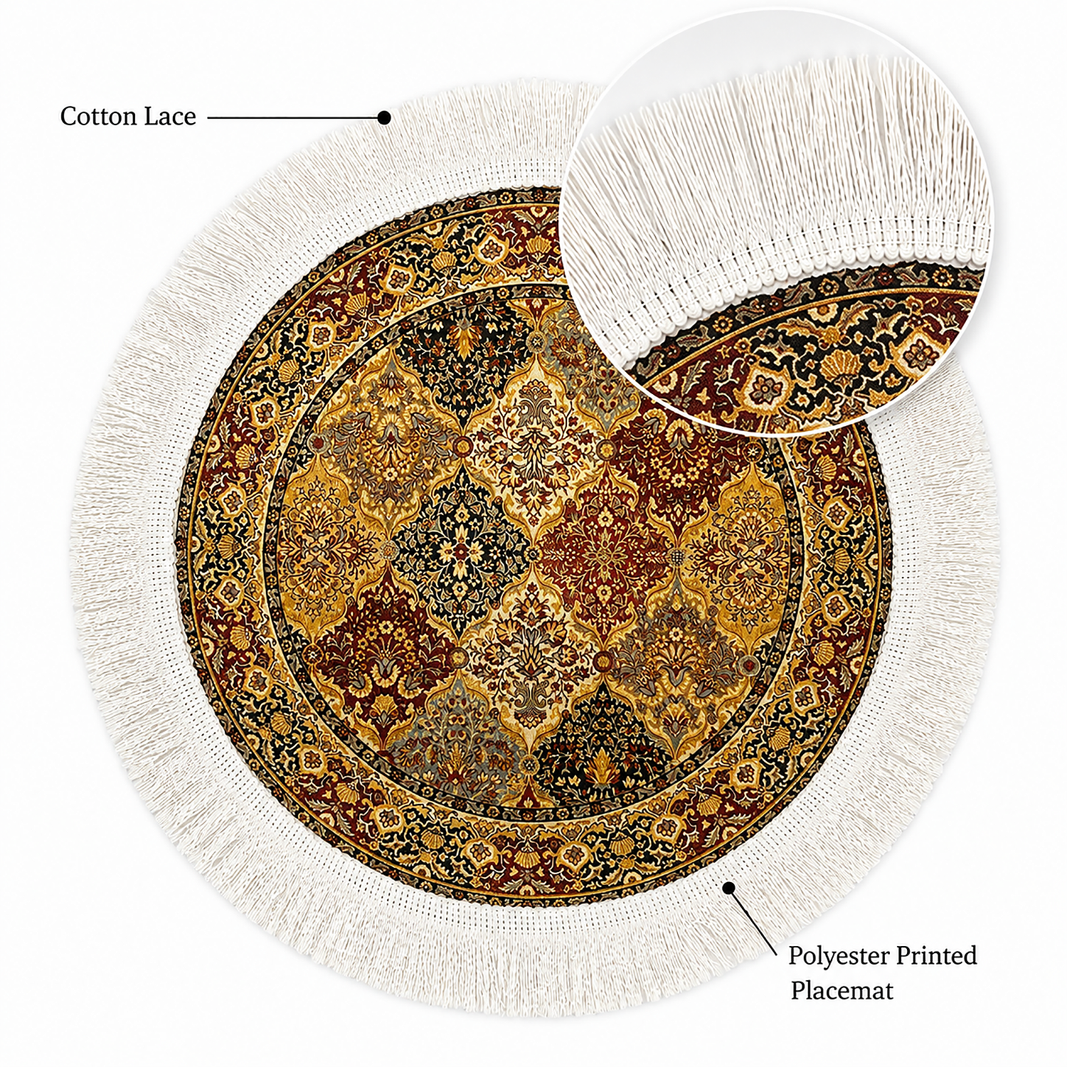 Sapphire Medallion Dining Table Mats ( 36x36cm, Multicolor, Set Of 2 )