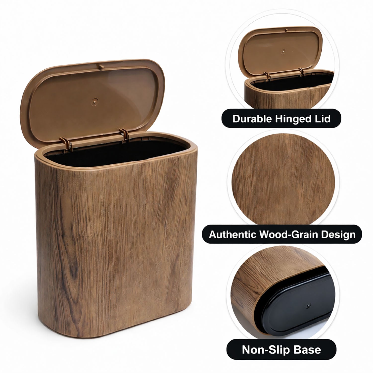 Portable Plastic Dustbin For Home And Kitchen (  28x14.5x29 cm, Brown )