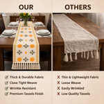 Table Runner with Tassels - Cotton 13.5 x 51 Inch, Sunburst Flower
