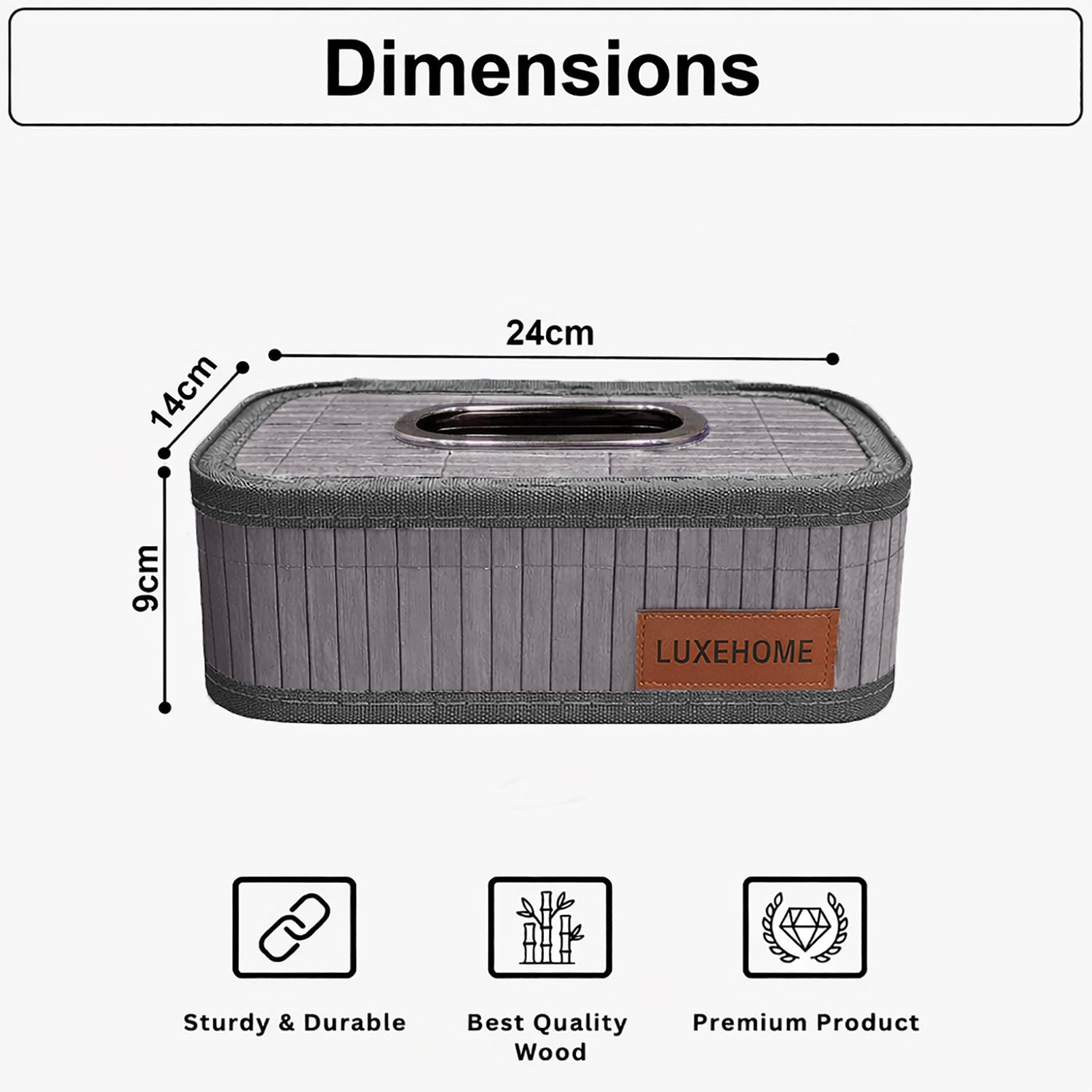 Bamboo Napkin Box Tissue Holder ( Light Purple, 24x14x9 cm )