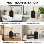 Vertical Ribber Pattern Glass Soap Dispenser For Bathroom And Kitchen Sink ( 19.5x7.5 cm Black )