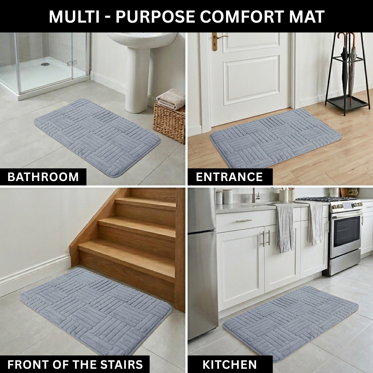 Bahrain Intersect Microfiber Bath Mat (40x58cm Sky Blue)