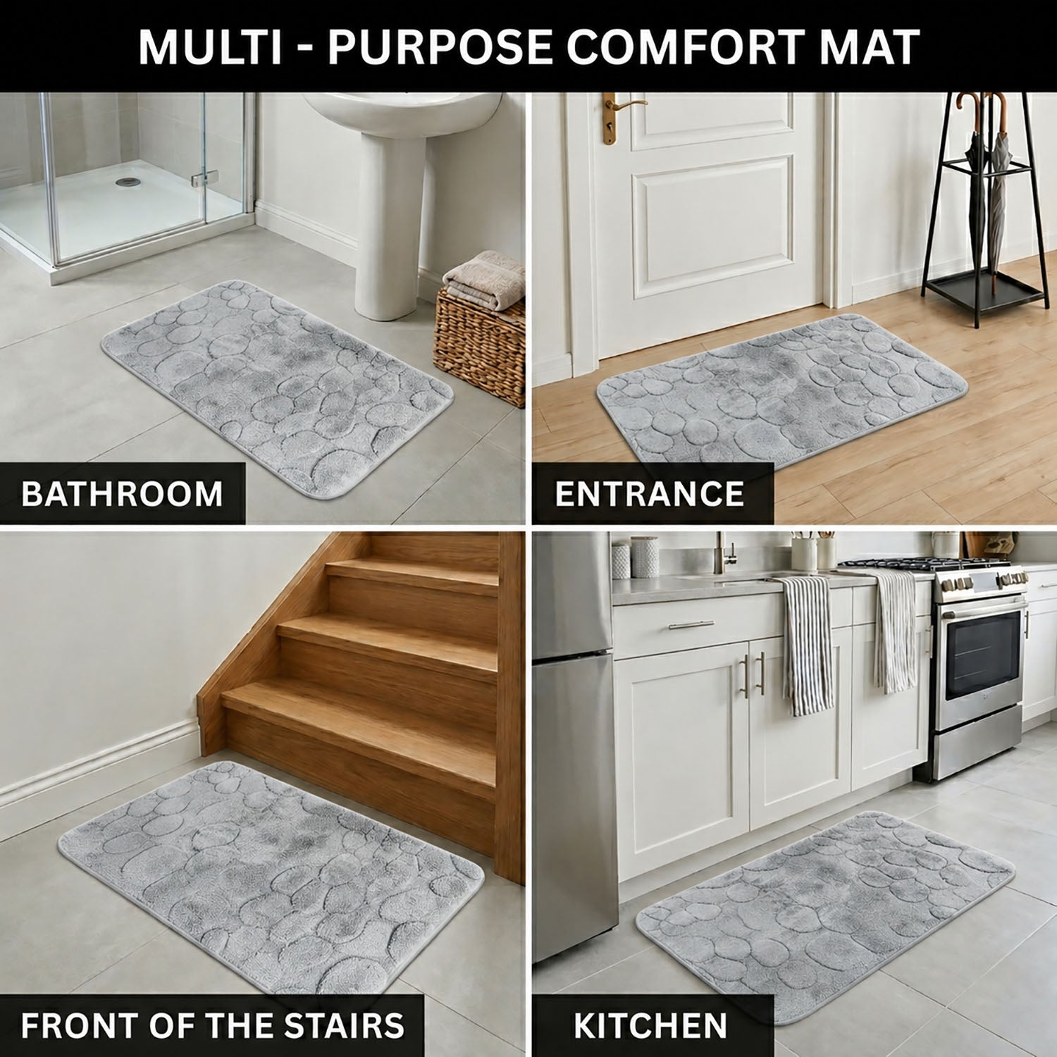 Moscow Stone Microfiber Bath Mat (38x58cm Silver)
