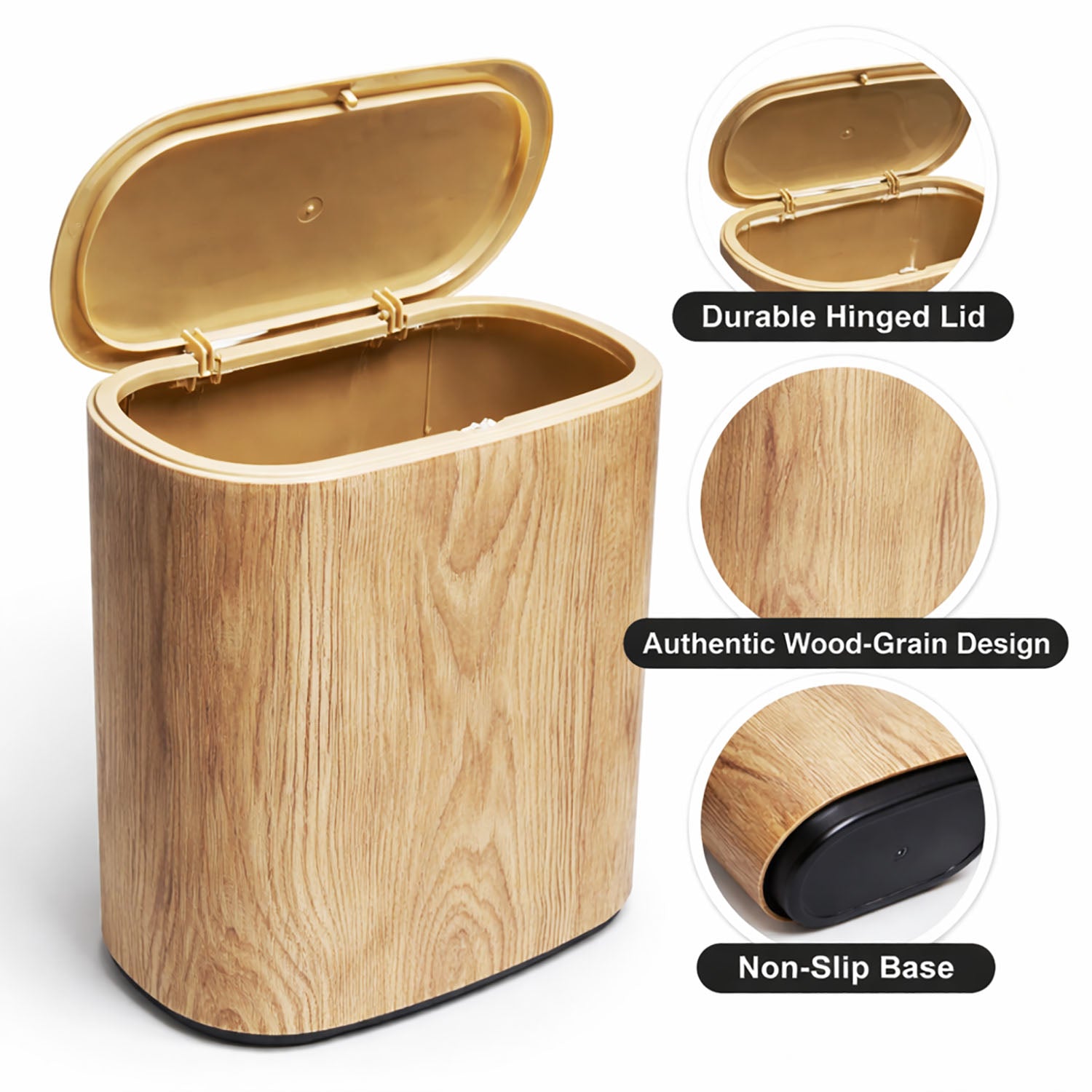Portable Plastic Dustbin For Home And Kitchen (  28x14.5x29 cm, Beige )