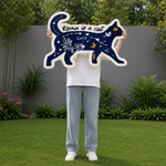 Tufted Wool Wall Hanging Cat-Shaped Celestial Motif Decor Room Mat For Living Room And Bedroom 80x60 CM