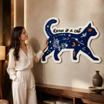 Tufted Wool Wall Hanging Cat-Shaped Celestial Motif Decor Room Mat For Living Room And Bedroom 80x60 CM