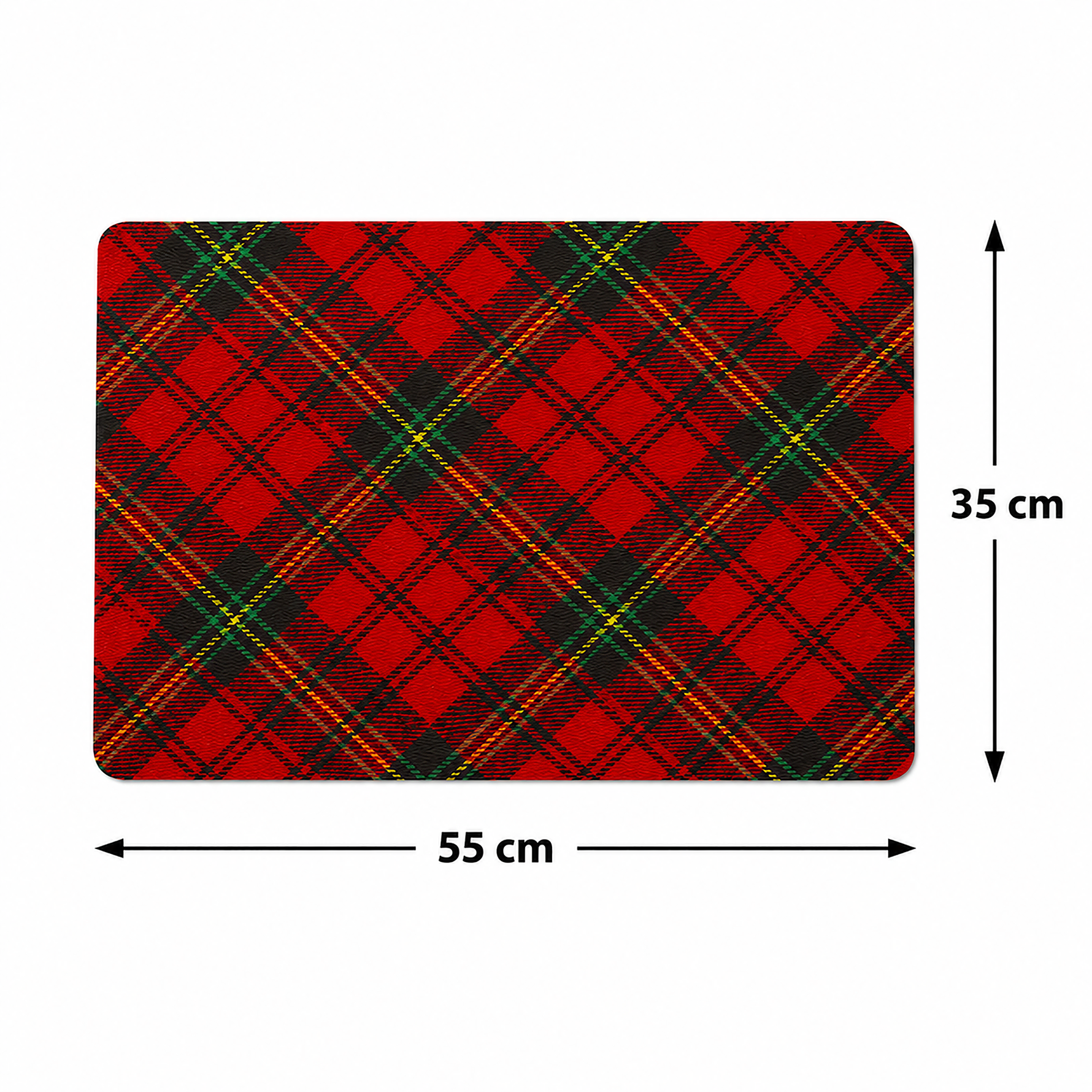 Kitchen Dish Drying Mat | Red Tartan Check Print | 35x55 cm