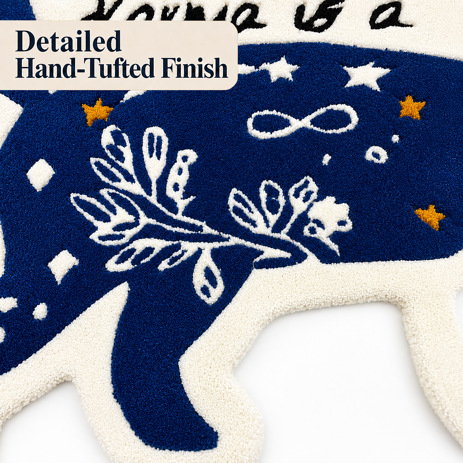 Tufted Wool Wall Hanging Cat-Shaped Celestial Motif Decor Room Mat For Living Room And Bedroom 80x60 CM