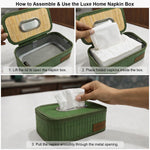 Bamboo Napkin Box Tissue Holder ( Green, 24x14x9 cm )