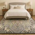 Polyester Stone Mosaic Carpet for Bedroom (5x7 Feet, Multicolor)