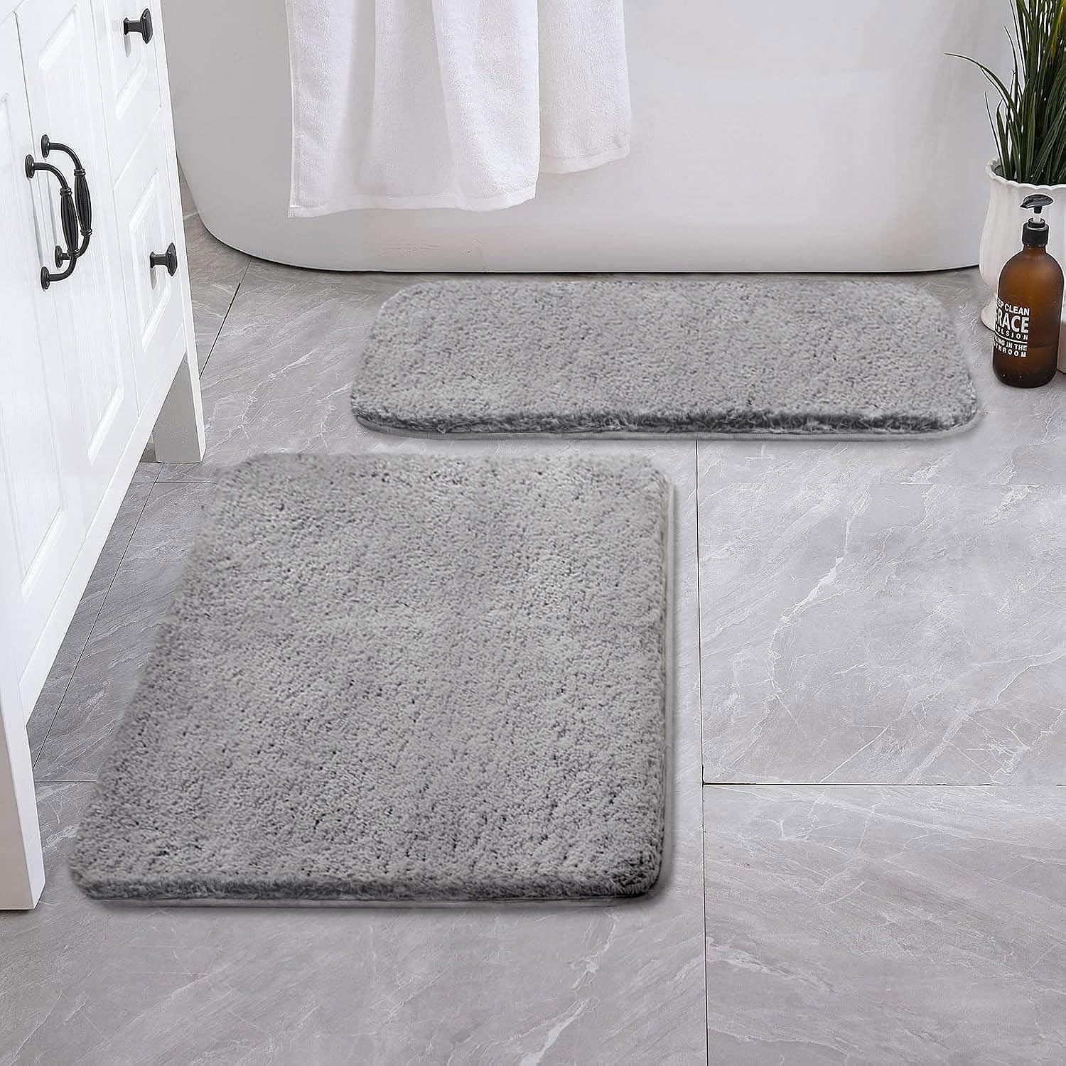 Vegas Microfiber Bath Mat (40x60 cm, Silver) Pack of 2