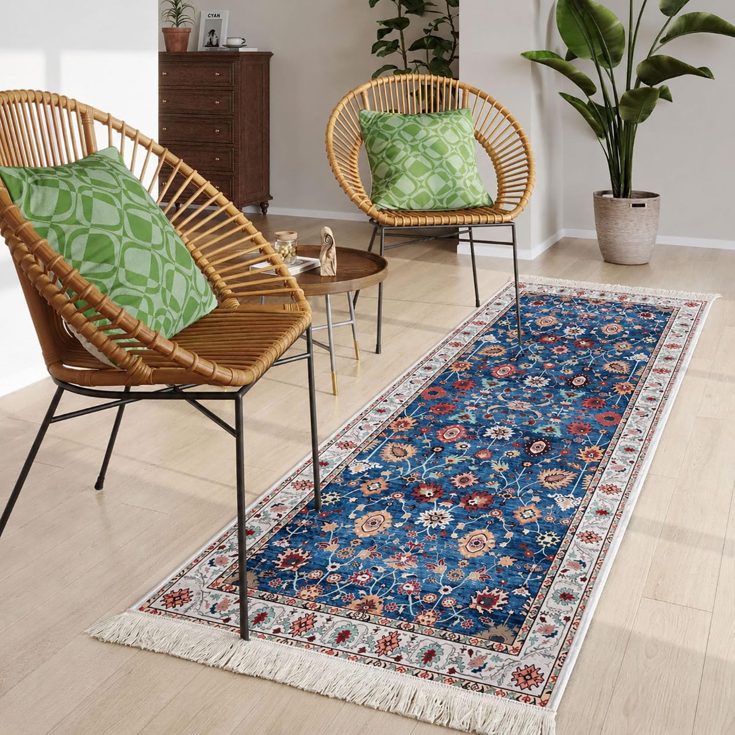 Polyester Floor Runner  Imperial Medallion Pattern Multi Color 150x56cm