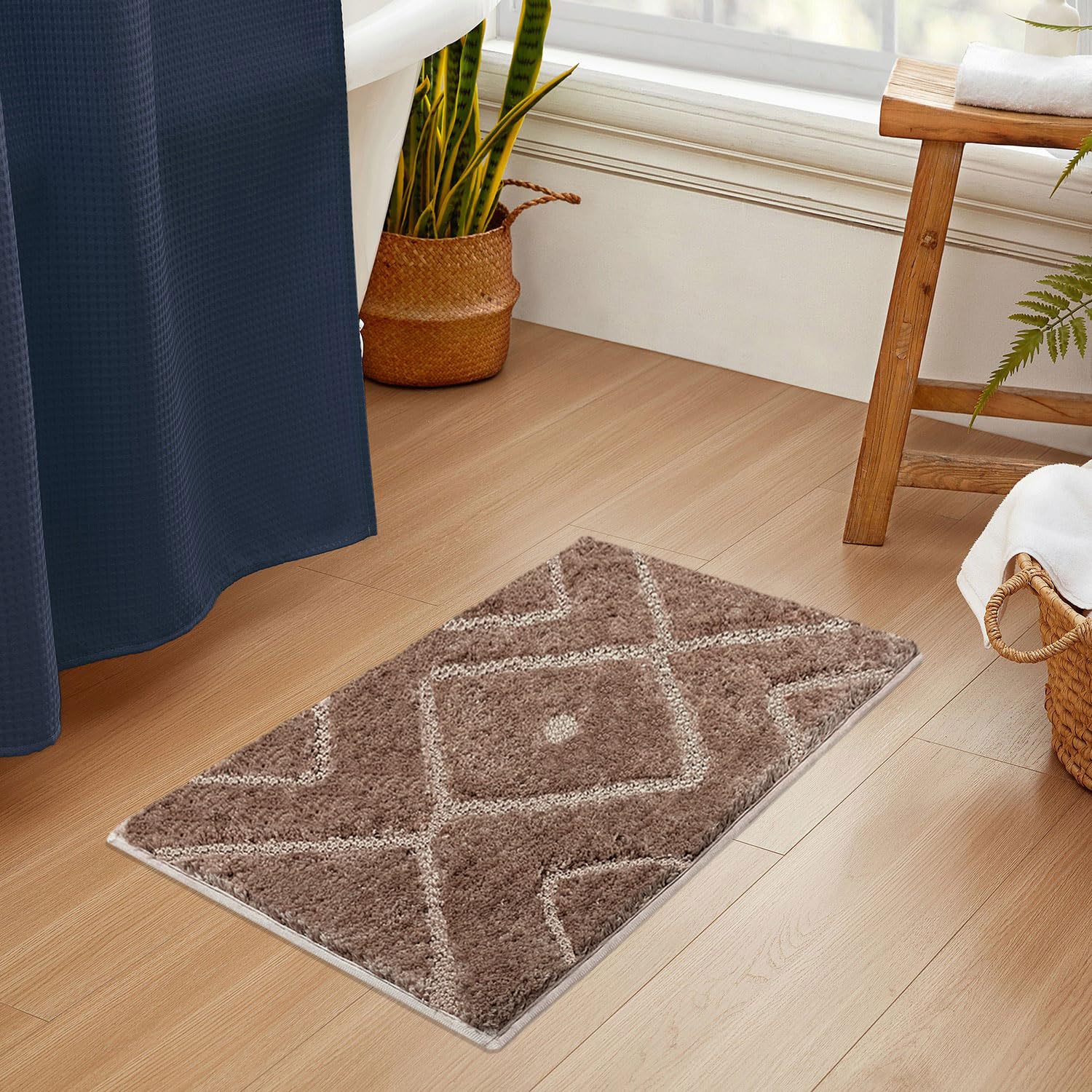 Bath Mat Classic Diamond Microfiber 2200 GSM (40x60 cm, Coffee )