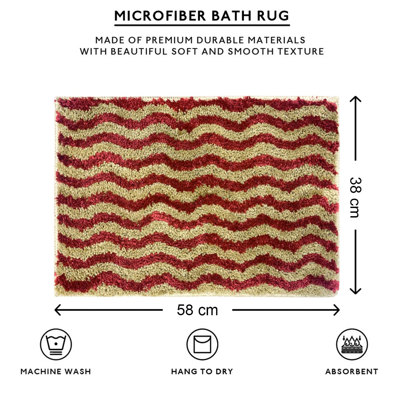 Berlin Bath Mat Super Sof Mat Pack of 2(38x58 cm ,Cherry)