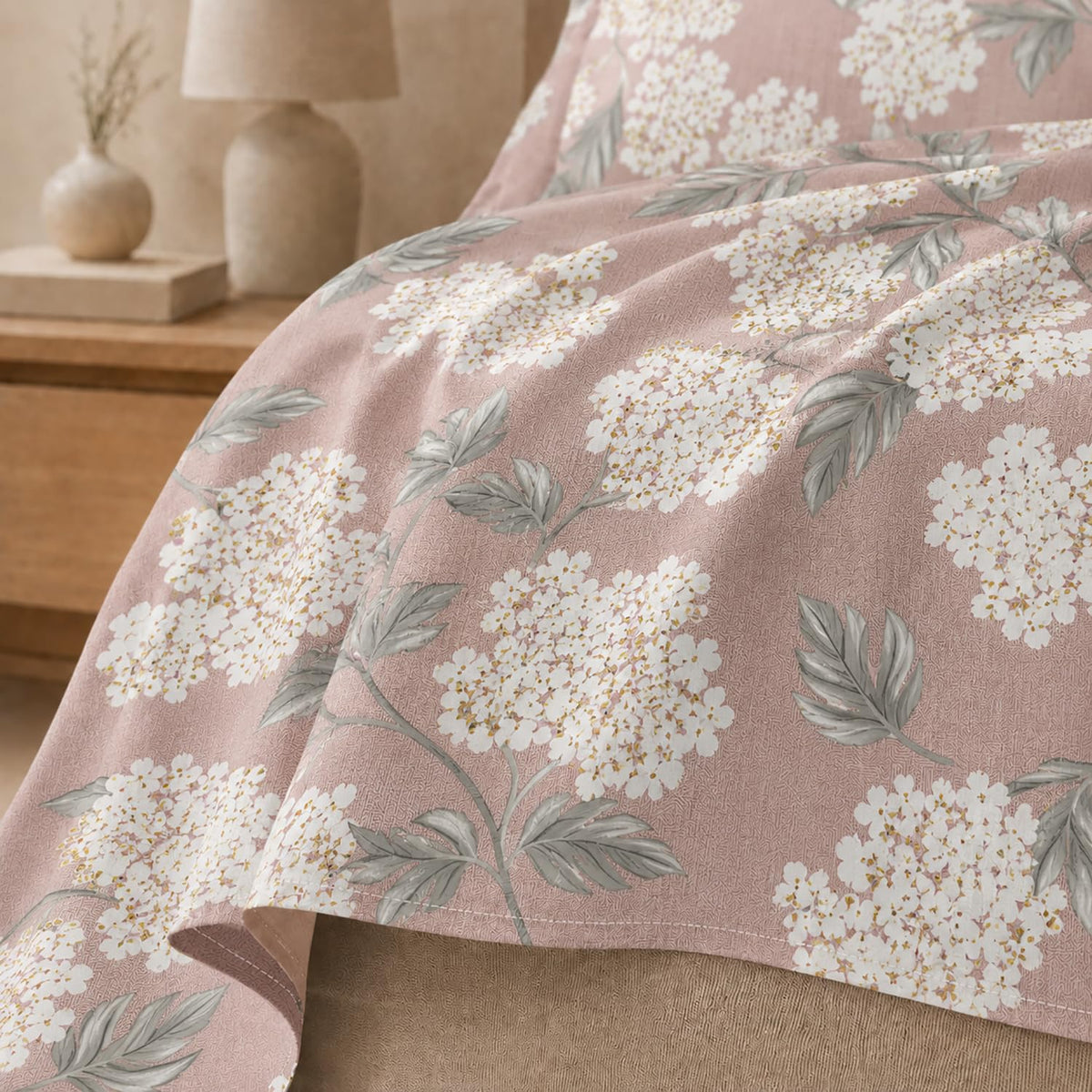 Double Bedsheet with 2 Pillow Covers 220 TC 100% Cotton Feel (King Size Dusty Rose  90x100 inch )