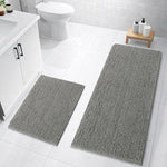 Chenille Super Absorbent Bath Mats  Pack of 2 (40x60cm 60x120cm Grey)