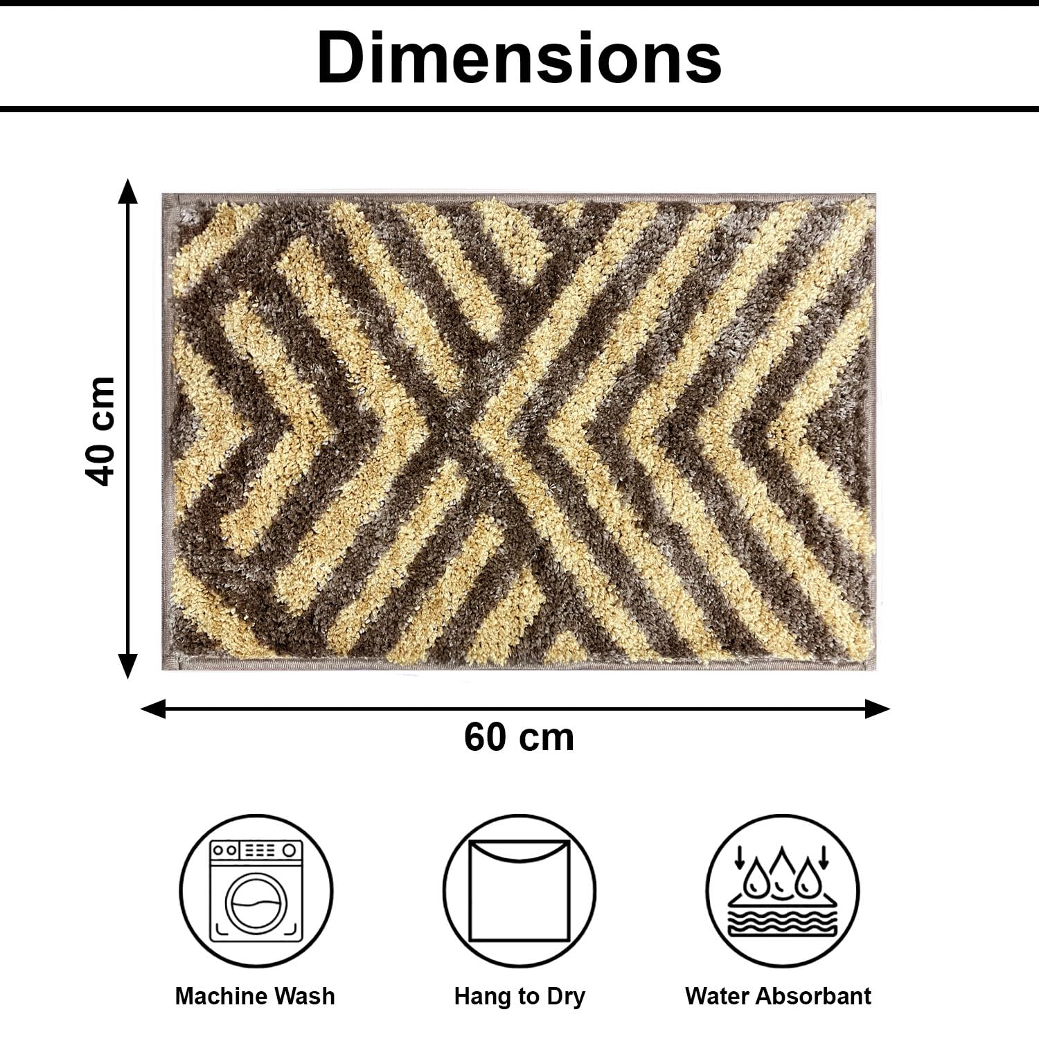 Kyoto Maze Bath Mat Bathroom (40x60 cm, Arabic-Coffee)