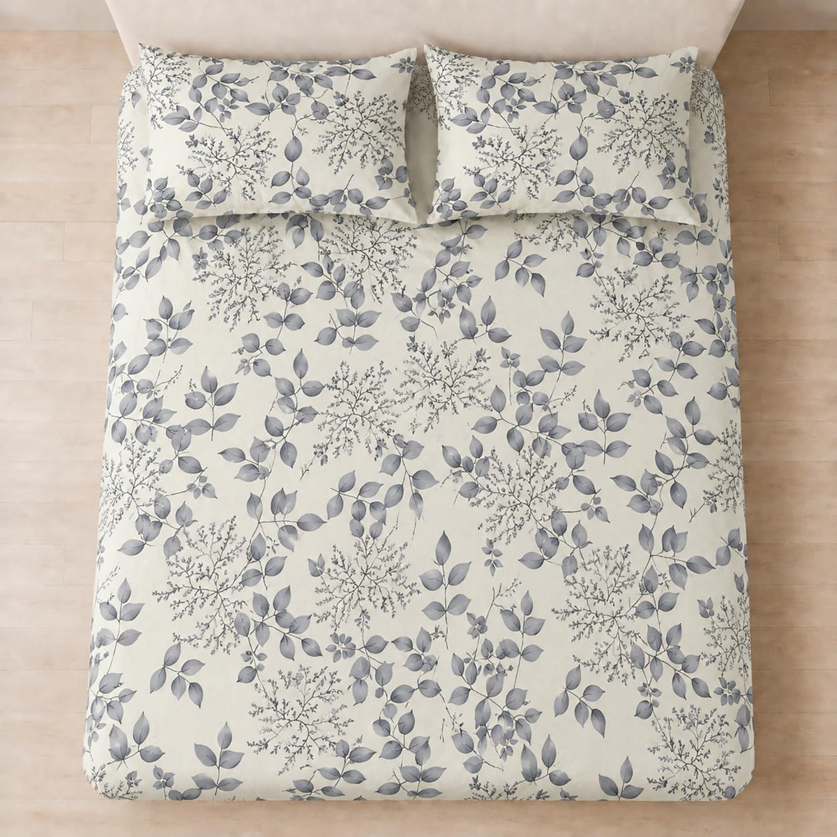 King Size Double Bedsheet with 2 Pillow Covers  Premium Botanical Wine Printed  90x100 inch