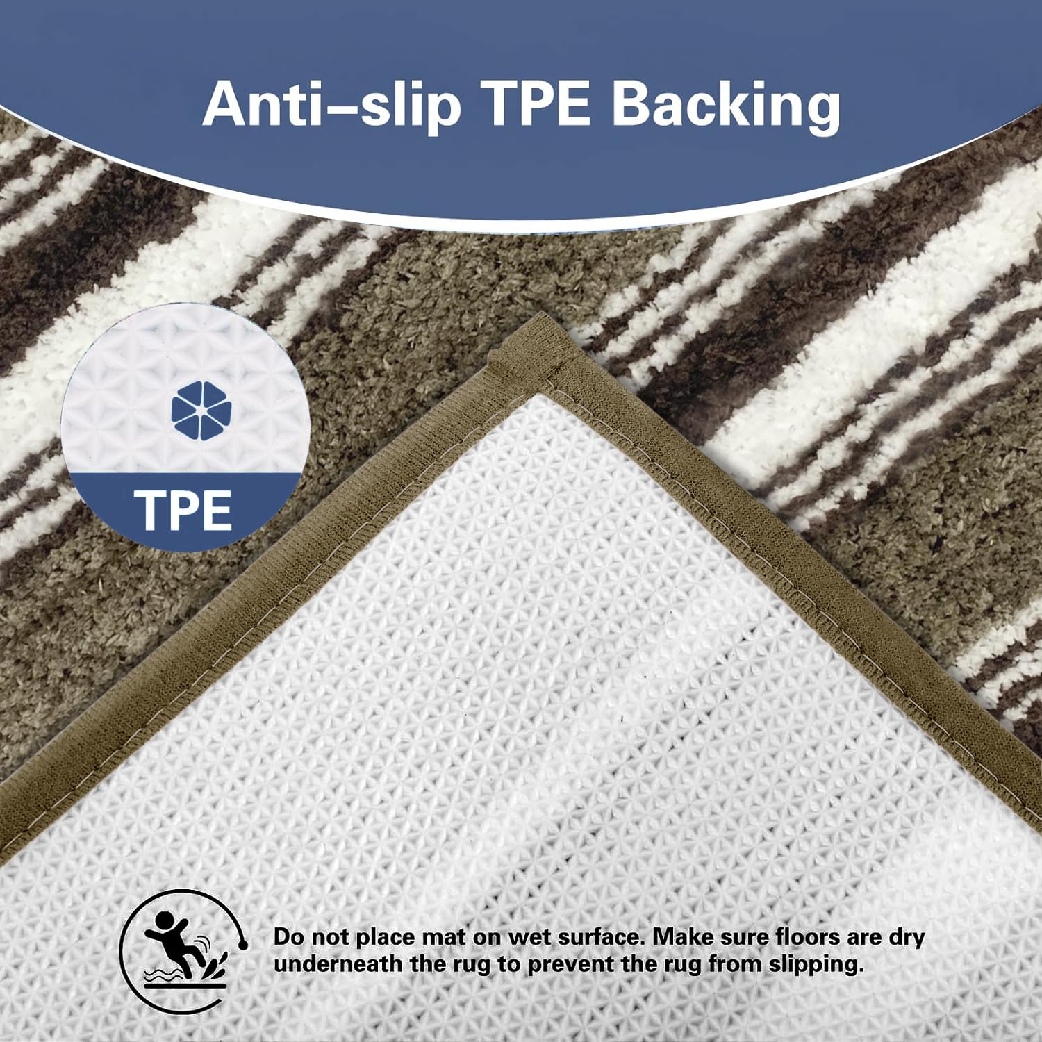 Capetown Bath Mat for Bathroom (Taupe, 40x60 cm)