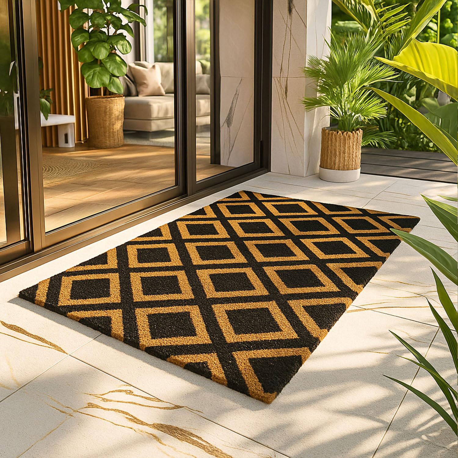 Coir Doormat for Home Entrance (Diamond Print Design ,71x45 cm)