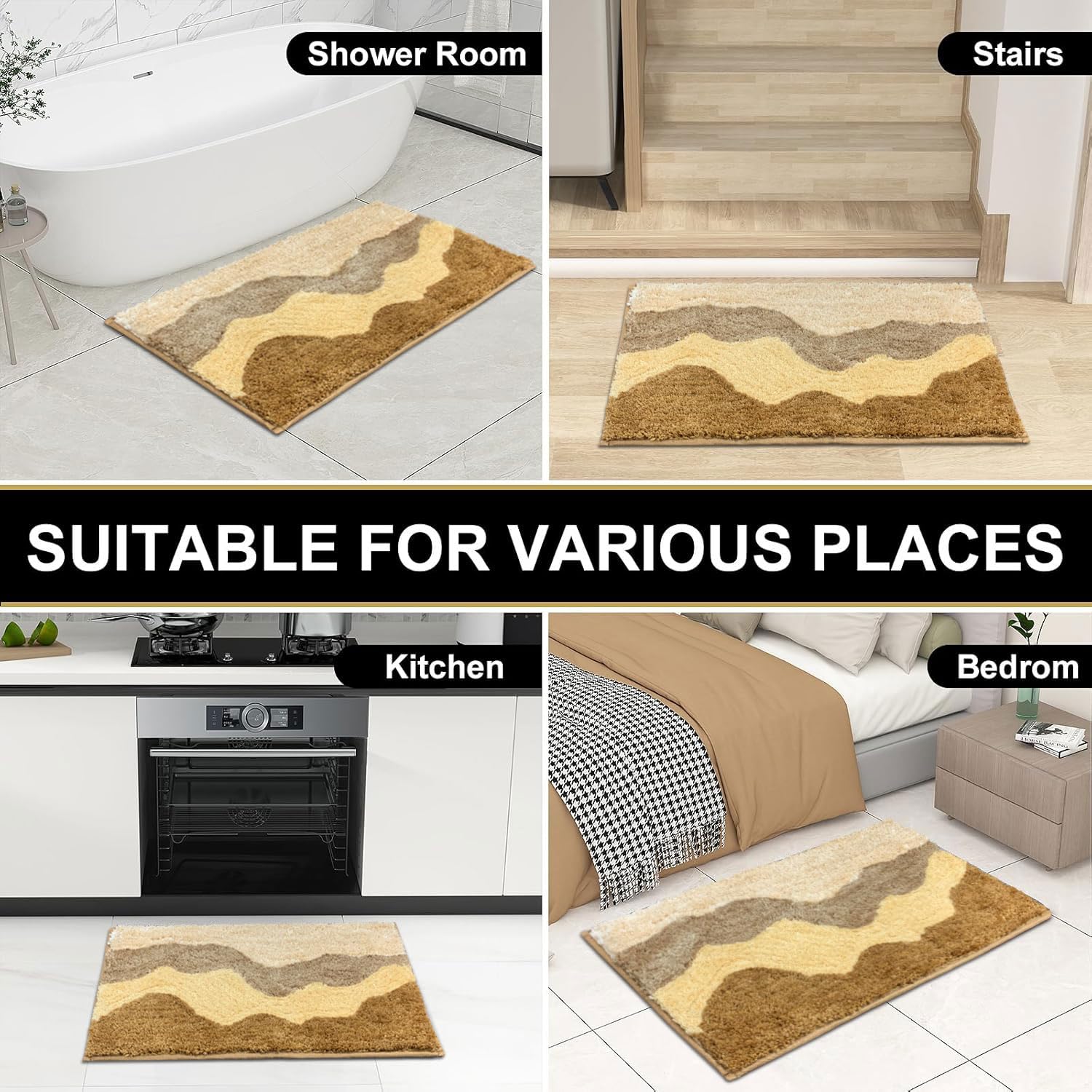 Macau Waves Bath Mat (40x60 cm,Yellow)