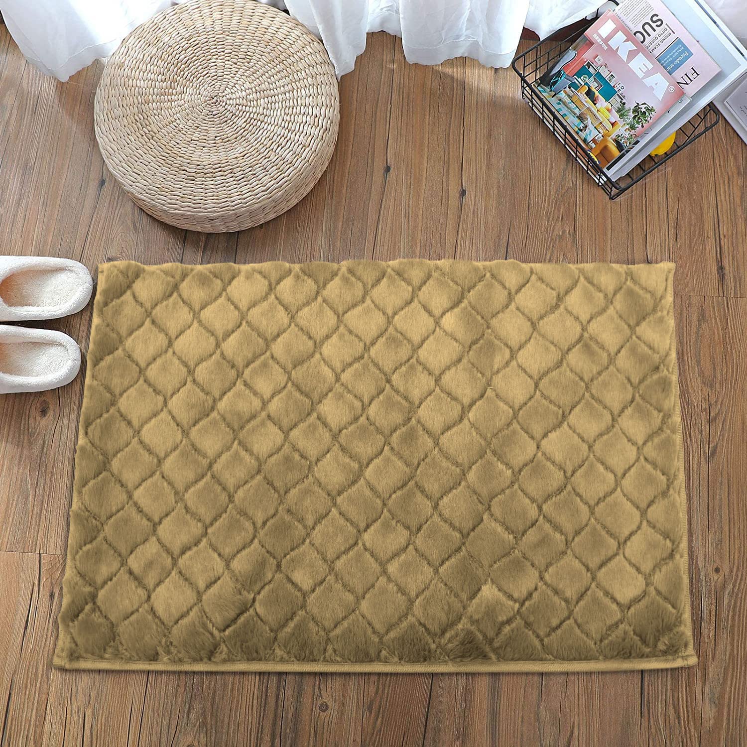 Austria Bath Mat Rabbit Fur 1000 GSM (40 X 60 Cm, Anti Gold)