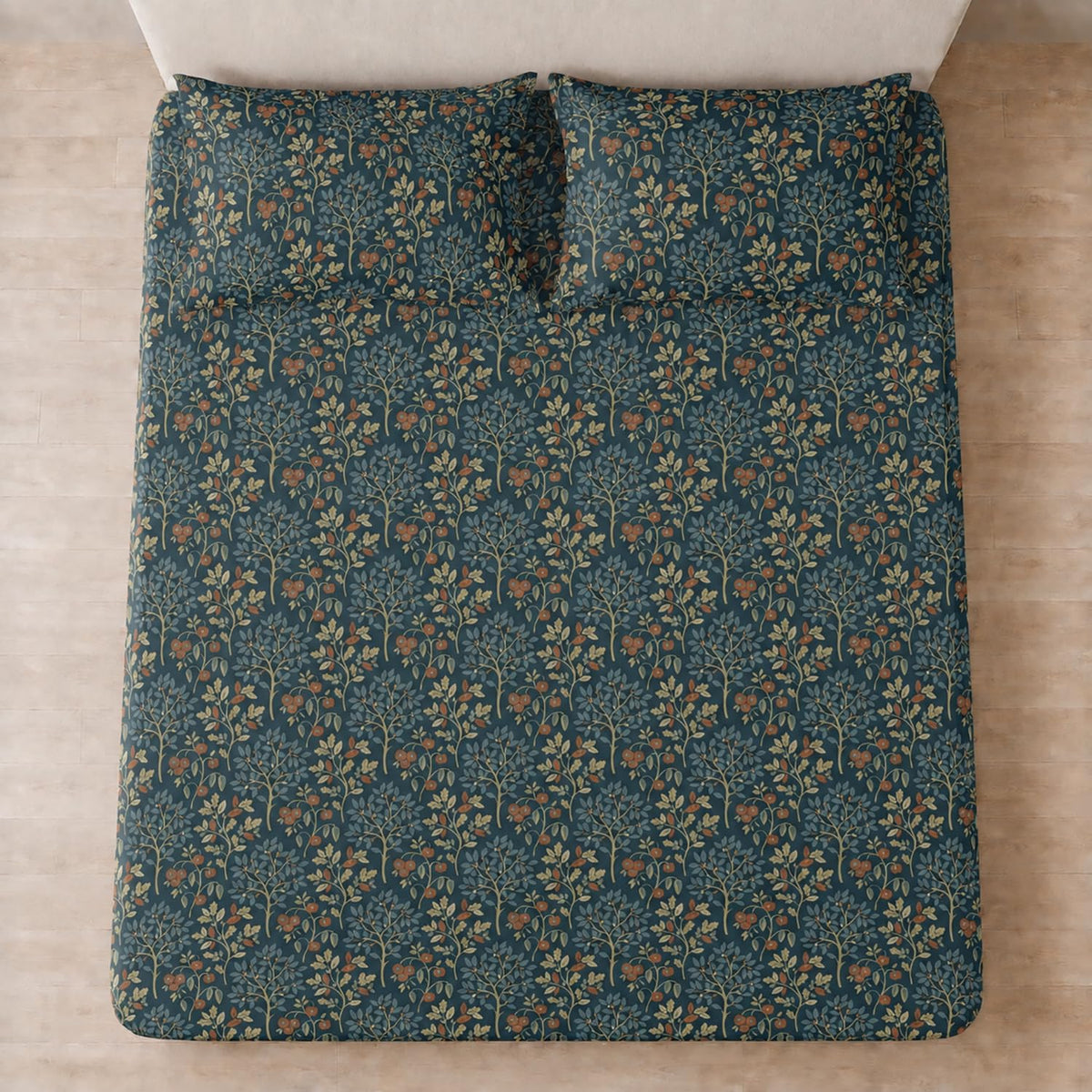 King Size Double Bedsheet with 2 Pillow Covers Premium  Woodland Printed 108x108 inch