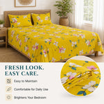 Double Bedsheet With 2 Pillow Covers Floral Pattern 200 TC 100% Cotton Feel ( Queen Size 90x90 Inch Red Set Of 3 )