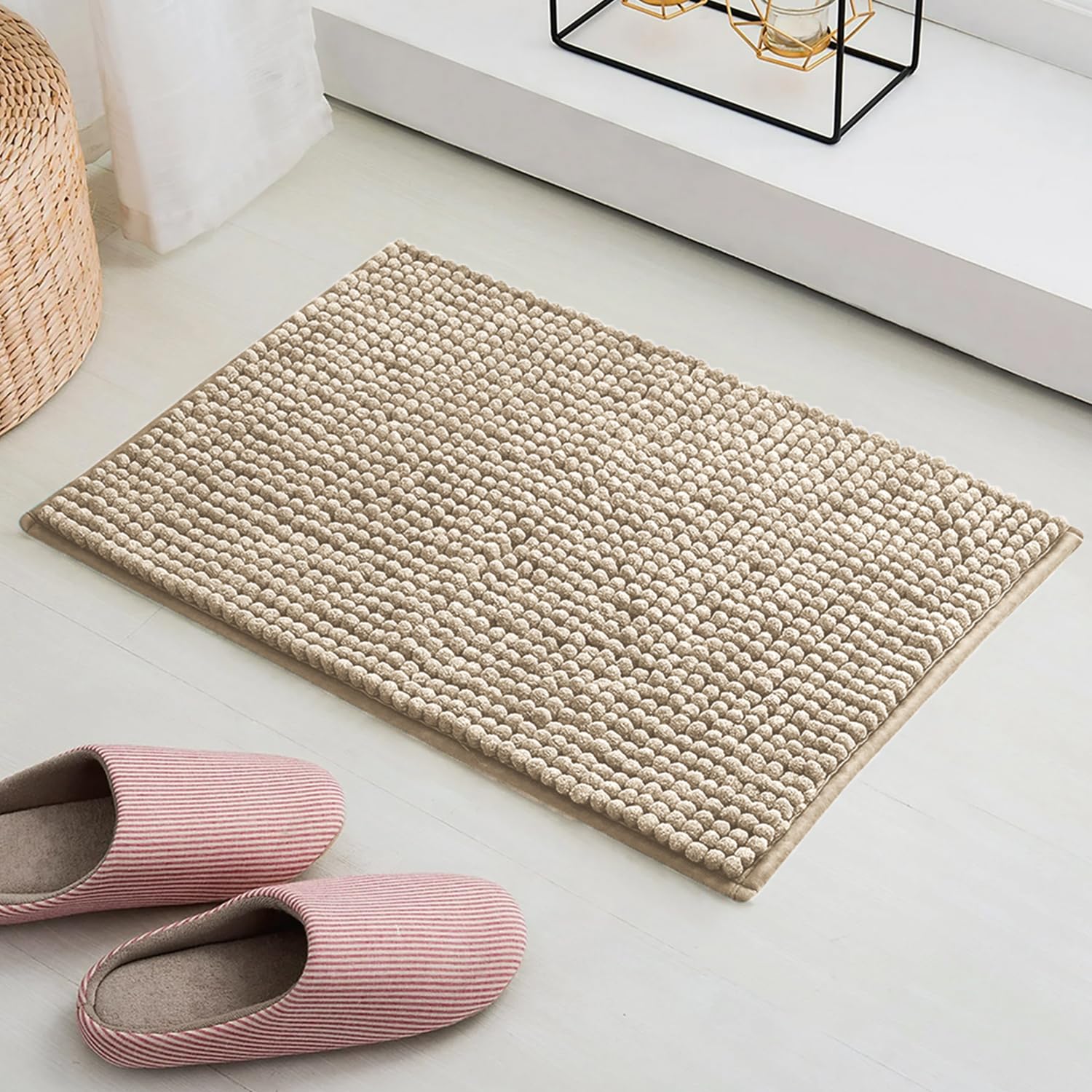 Shaggy Chenille Bath Mat Extra Soft (40x60 cm Beige)