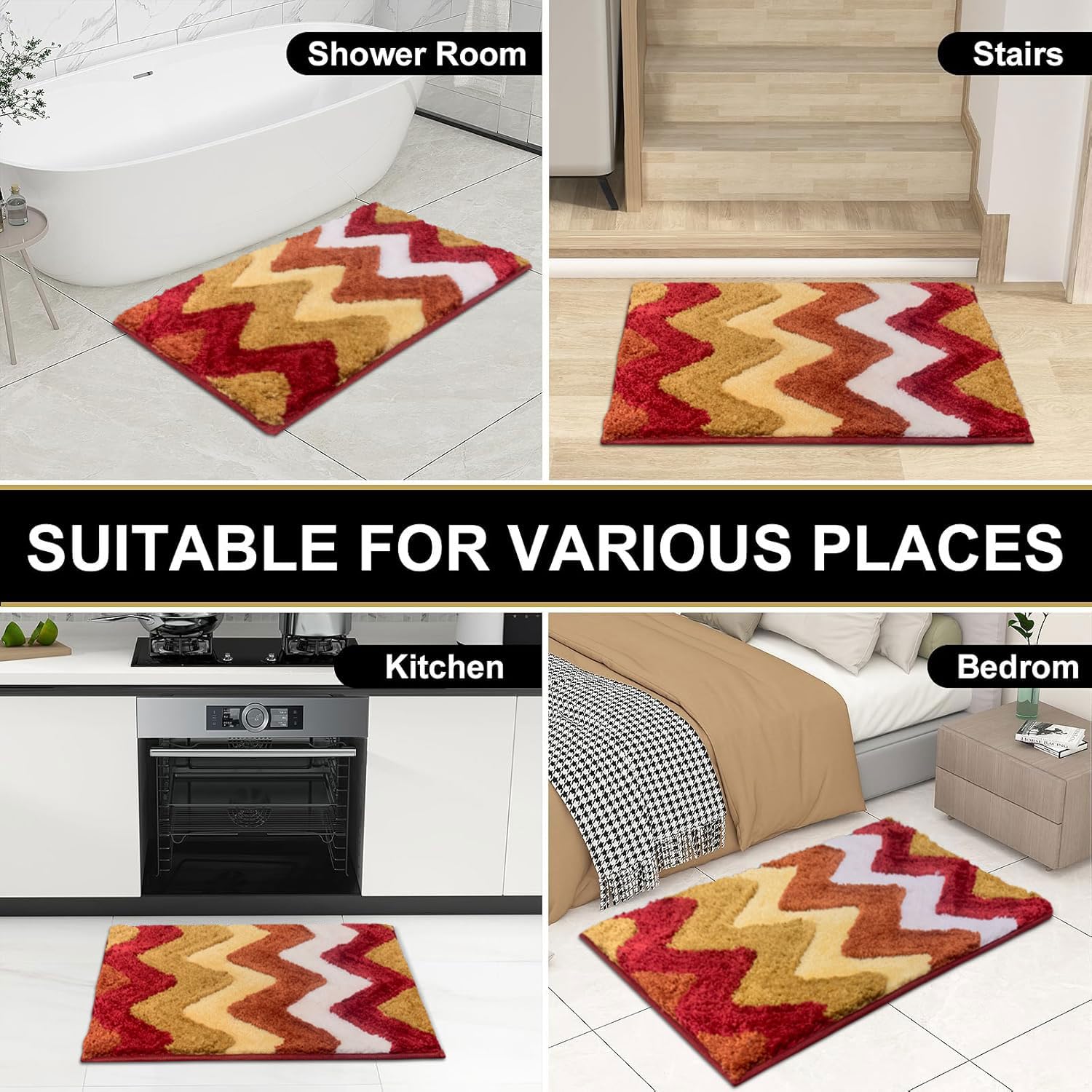 Macau Stripe Bath Mat (40x60 cm,Red)