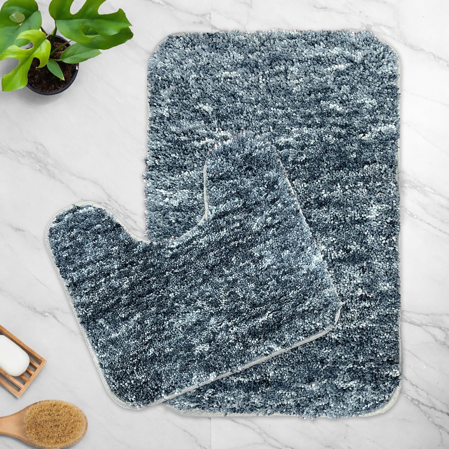 Hawai Contour Bath Mat  Set of 2 (Grey , 40x60 cm & 40x45)