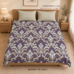 Double Bedsheet with 2 Pillow Covers 220 TC 100% Cotton Feel ( King Size Purple 90x100inch )