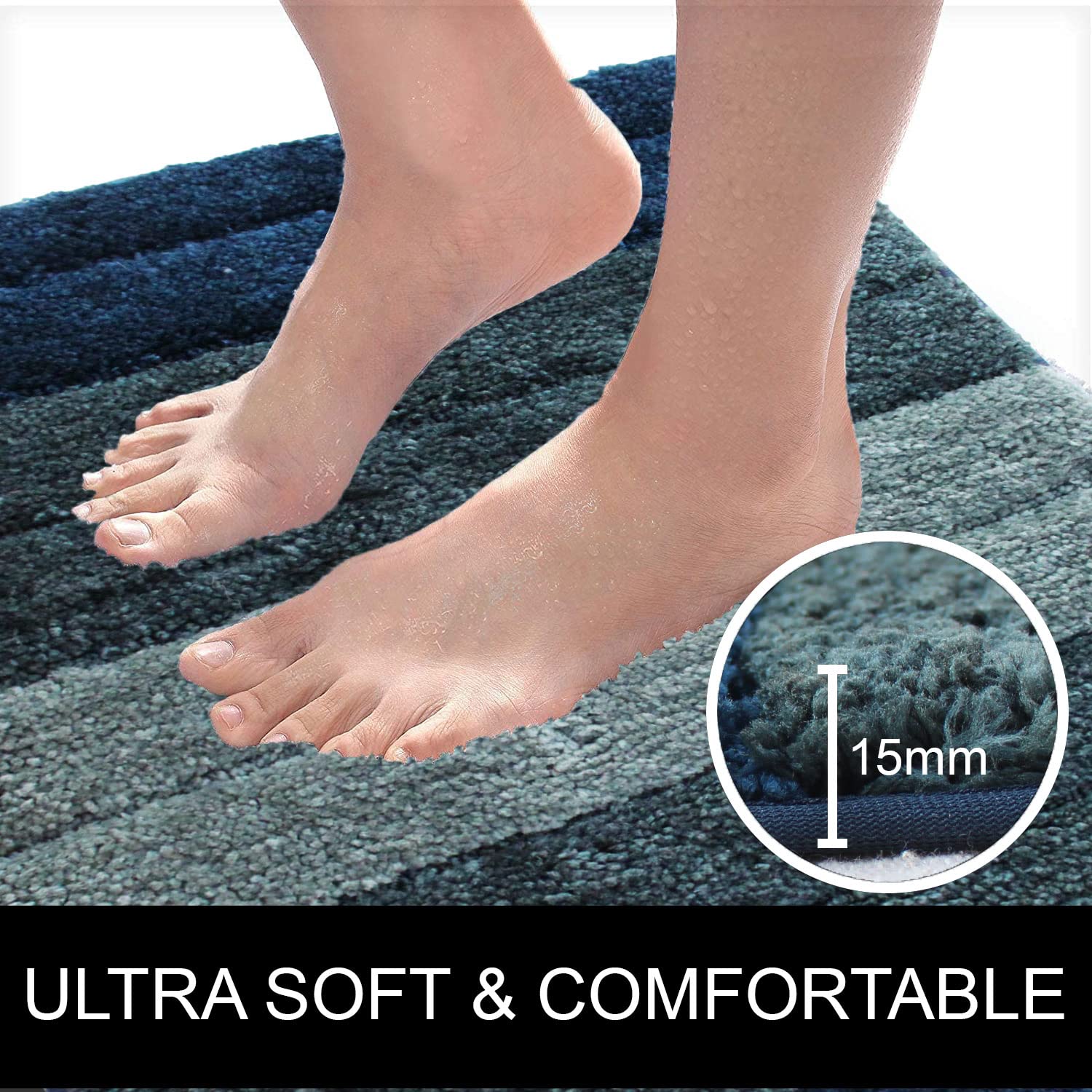 Luxury Bath Mat for Bathroom Pack of 2 (40X60 Cm ,Hunter Green)